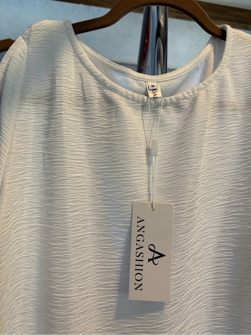 Women’s White Textured Boat Neck Top